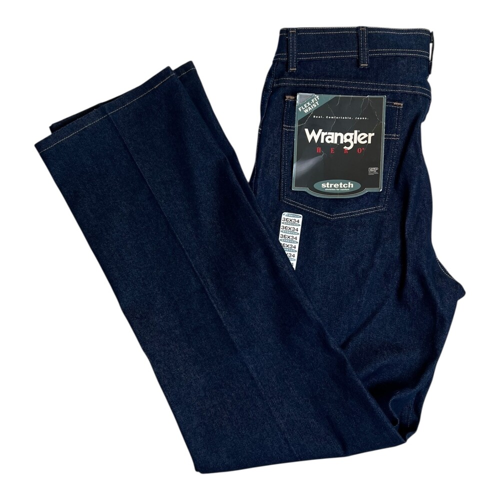 Vintage Wrangler Denim Jeans Size 36x34 Hero Flex-Fit Waist Men's USA Made